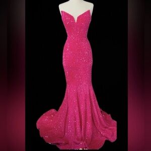 Elegant Pink Sequins Evening Gown/ Prom Dress